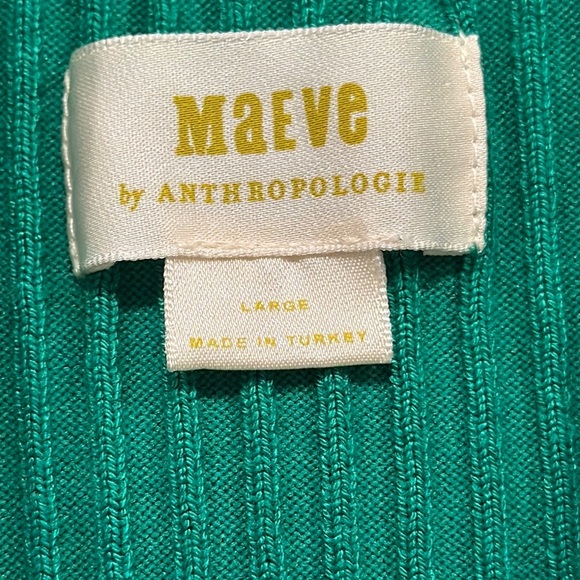 Maeve Green Ribbed Cardigan with Striped Collar - Picture 10 of 12